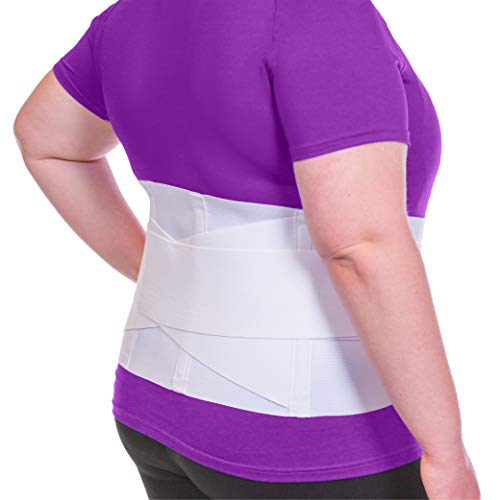 BraceAbility Plus Size Women's Back Brace for Female Lower Back Pain - XXL Ladies Soft White Elastic Lumbar Compression Obesity Support Belt Girdle is Discreet Under Clothes (2XL)
