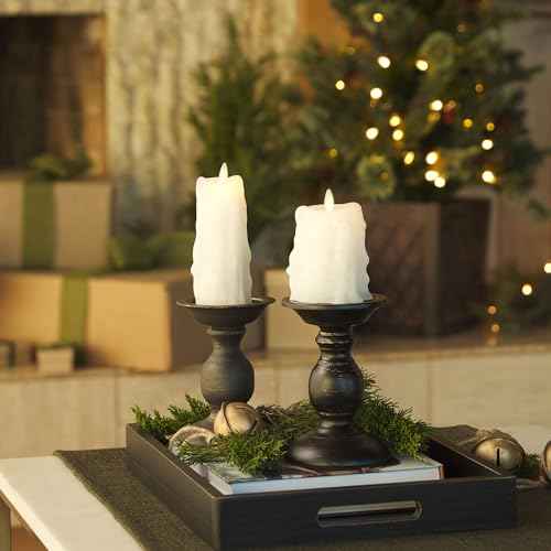 Luminara Heavy Wax Drip Flameless LED Candle, White 2.5" x 6.5", Timer Function, Real Wax Pillar, Battery Operated Unscented Safe, Long-Lasting