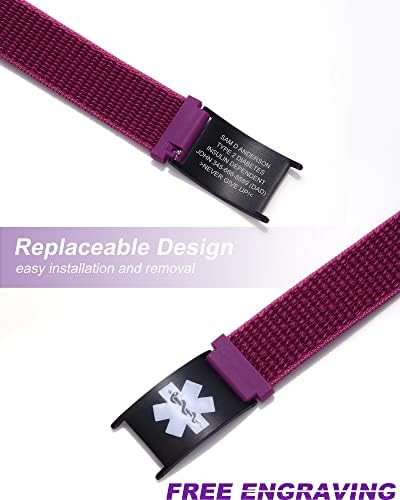 Personalized Sport Medical Alert Bracelets for Women Men - Custom Medical ID Bracelets with Free Engraving - Hook and Loop/Elastic/Stainless Steel/Silicone Watch Wristband Emergency Bracelet
