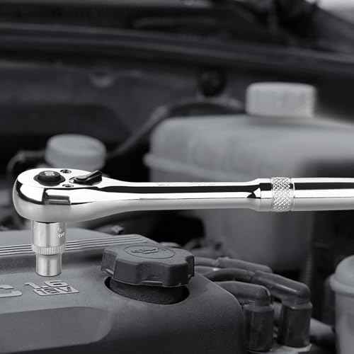 1/4 Ratchet Socket Wrench, 90-Tooth Reversible Mini Ratchet Wrench with Adapter, Quick Release, Full Polished Ratchets, Chrome Alloy Made 1/4 inch Small Socket Wrench Set