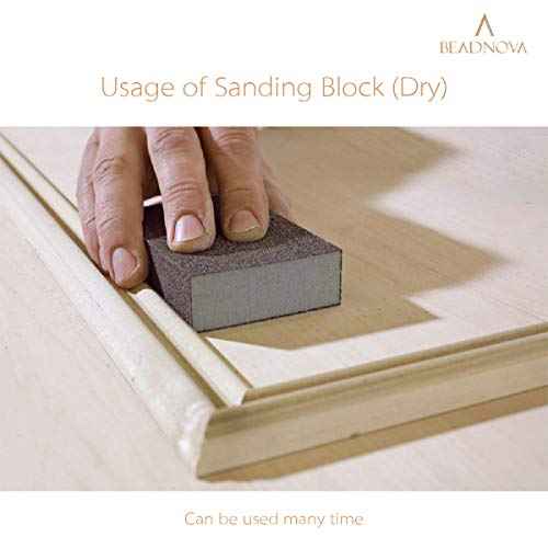 BEADNOVA Sanding Block Sandpaper Block Coarse/Medium/Fine/Superfine Assorted Dry Wet Sanding Sponge (Pack of 8, 4 Grit)