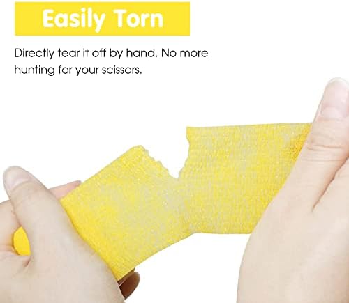 Self Adherent Cohesive Bandage 2"x5 Yards First Aid Bandages Stretch Sport Athletic Wrap Vet Tape for Wrist Ankle Sprain and Swelling,Yellow(24 Rolls)