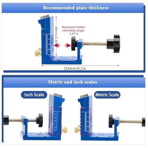 Pocket Hole Jig Kit, Metal Pocket Screw Jig 15 Degree Drilling Locator,Pocket Dowel Hole Jig System Set Wood Joint Angle Tool (Blue)