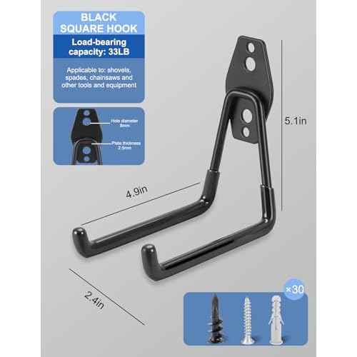Garage Hooks, 5PCS Heavy Duty with 33lb J Hooks Strength, Multi Use Wall Organizer Outdoor Storage Kit Hanging Power and Garden Tools, Ladders, Bikes, Ropes and Bulk Items