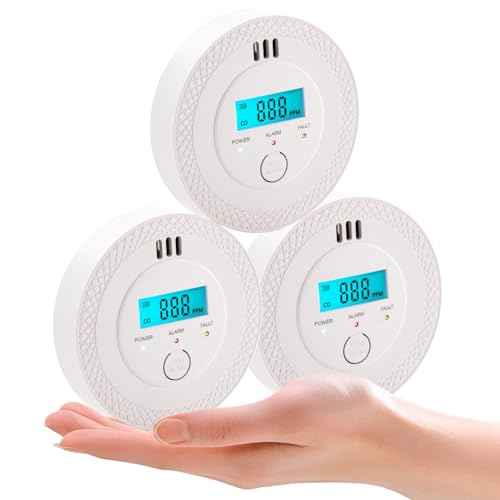 3 Pack Carbon Monoxide Detectors,PG-C06 Portable Carbon Monoxide Detector,LCD Display Smoke Alarm,Carbon Monoxide Detectors Portable for Home,Restaurant,Hotel,Office (White)