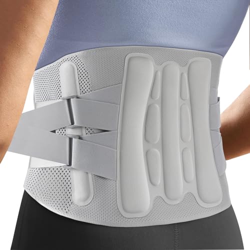 Adjustable Back Brace-Size M(Belly 29.5-37.4 in),360° Support with 4 Steel Stays and Removable Triangle Pad,Ideal for Office and Active Use for Men and Women.