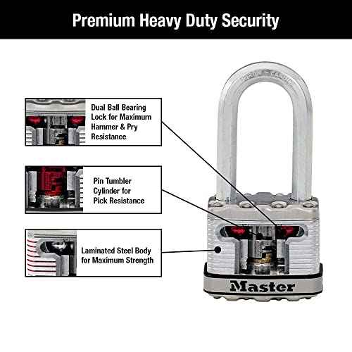 Master Lock M5XTRILH Magnum Heavy Duty Outdoor Padlock with Key, 3 Pack Keyed-Alike Silver