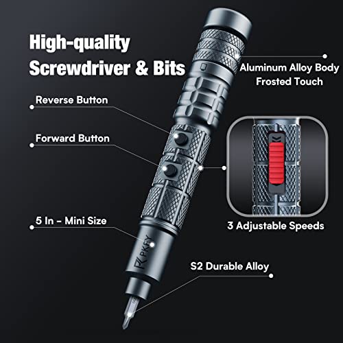 PKEY Mini Electric Screwdriver Set,Precision Electric Screwdriver£¬ Cordless with 28 Precision Magnetic Bits, 3 Gears Torque, Overload Protection, Repair Tool Set for Phone Camera Laptop Watch