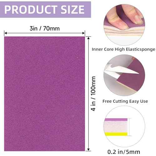 20 Pcs 3 x 4 Inch Sanding Sponge Set, 220 Grit Abrasive Sanding Sponges Pads Soft Foam Hand Sander Block Wet Dry Purple Ceramic Sand Sandpaper for Wood Metal Drywall Furniture Paint Polishing