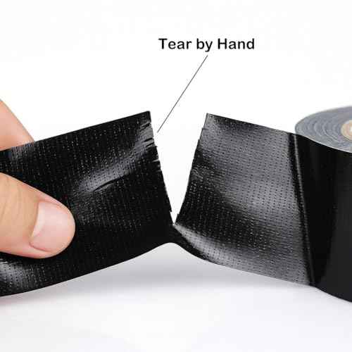 Black Duct Tape - Heavy Duty Waterproof Tape 1.88 Inch Wide - Strong Adhesive, Extra Thickness, Tear by Hand - Great for Indoor & Outdoor Use, Moving Boxes, Repairs - 45 Ft