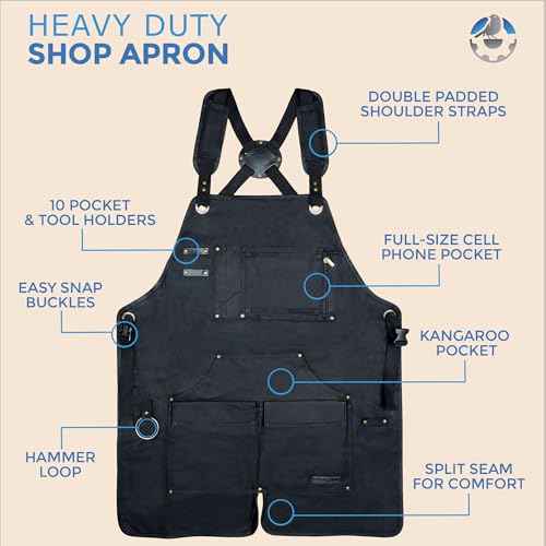 16oz Heavy Duty Waxed Canvas Work Apron - Rugged & Water-Resistant, for all Tough Jobs