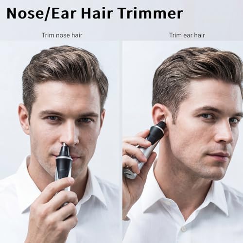 Electric Nose Hair Trimmer for Men, 2026 Professional 2 in 1 Painless Rechargeable Nose and Ear Hair Clipper, IPX7 Waterproof, Type-C Fast Charging, 6-Month Battery Life,Gifts for Father