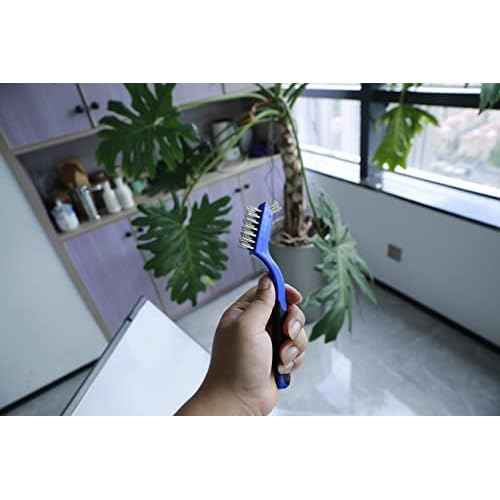 Wire Brush Set 6Pcs Brass Stainless Steel Nylon Wire Brushes for Cleaning Dirt Paint Scrubbing Double-Ended Cleaning Pick (Blue, 6 Pieces)