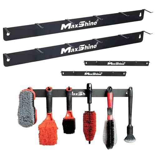Maxshine Universal Detailing Brush Hanger - 6 Organizer Hooks, Lightweight Wall-Mounted Design for Auto Detailing Supplies, Ideal for Garage & Mobile Use (Logo, 2, Count)