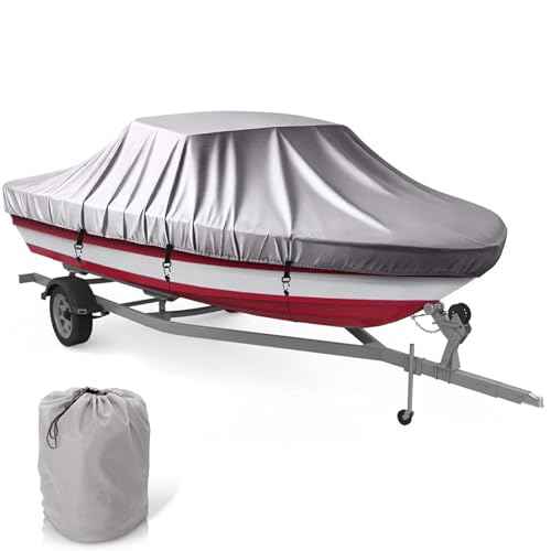 Pyle Boat Cover for Deck & Pontoon Boats 21?24 ft ? Heavy Duty 300D PU Coated Marine Grade Polyester, Waterproof, UV & Weather Resistant, Fits Beam up to 94", with Storage Bag ? Gray