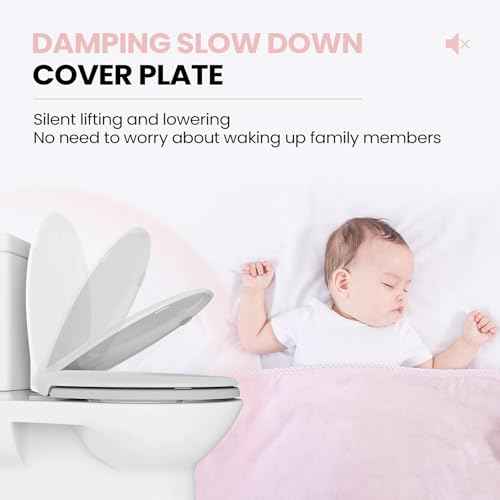 SS114 Elongated Toilet Seat Compatible with TOTO SS113/SS154/SS224/SS204, Soft Close Elongated Toilet Seat, Traditional Toilet Seat Replacement with Toilet Bolts and Nut - Cotton White