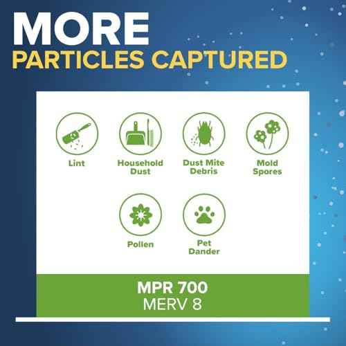 Filtrete 16x24x1 AC Furnace Air Filter, MPR 700, MERV 8, Tough on Pollen, Easy on Airflow, 3-Month Pleated 1-Inch Electrostatic Air Cleaning Filter, 6-Pack (Actual Size 15.81 x 23.81 x 0.81 in)