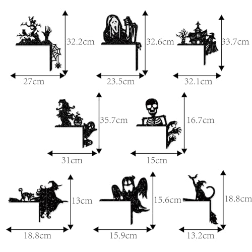 Removable 8 Pack Creative Halloween Switch Decal - Black Ghost Skeleton Witch Door Frame Wall Decorative Art Murals for Living Room Bedroom Bathroom Kitchen Light Switch Decor