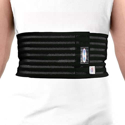 ITA-MED Breathable Elastic Rib Brace for Men, Ideal Compression Support Wrap/Belt for Broken, Cracked, Dislocated & Fractured Ribs, Made in USA (Black, XL)