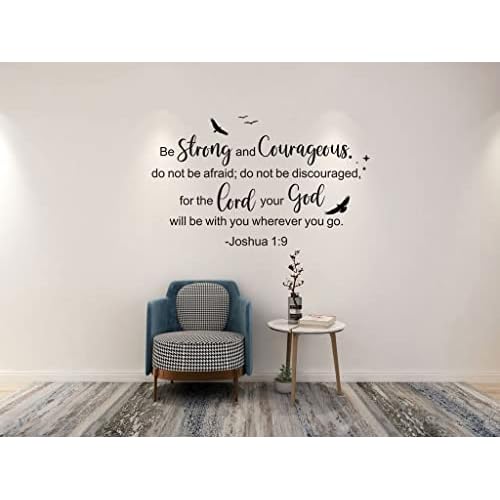 Joshua 1:9 Christian Scripture Wall Decals,Be Strong and Courageous Bible Verse Religious Inspirational Quotes Bird Decor Vinyl Removable Wall Stickers for Kid¡¯s Room Home School Church