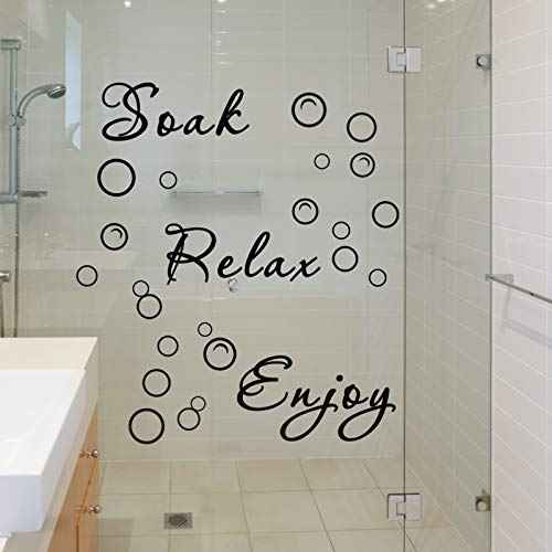 Zonon 2 Bathroom Decals Sticker Soak Relax Enjoy Toilet Rules Decor Vinyl Quote Decor for Home(Simple Style,Black)