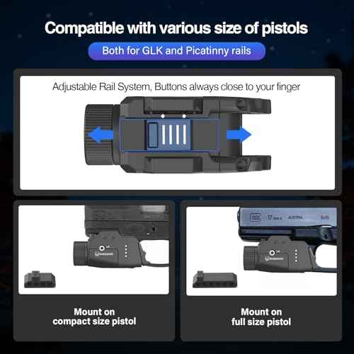 DARKFANG Pistol Green Laser Light Combo with High and Low Switch System for Picatinny and GLK Rails