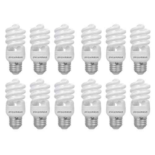 LEDVANCE (12 Bulbs) Sylvania CFL T2 Twist Light Bulb, 2700K Soft White, 60 watt Equivalent, Efficient 13 watts, 850 Lumens, Medium Base - 12 Pack Compact Fluorescent