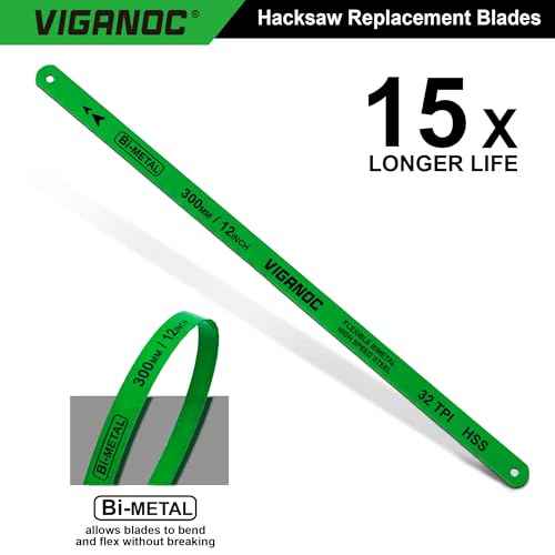 12" Hacksaw Replacement Blades, Bi-Metal High Speed Steel Hack Saw Blades - 32TPI HSS Saw Blades, 2 Pack