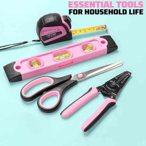269-Piece Home Tool Set, General Household Repairing Tool Kit with Storage Bag, Basic Hand Tool Kit Set for Home Maintenance, DIY and Crafts(Pink)