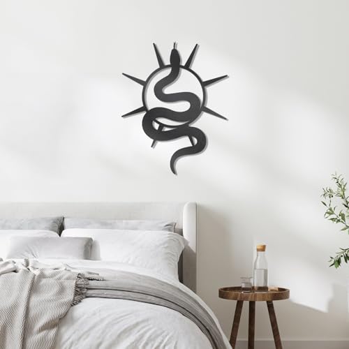 OYEFLY Black Snake and Crescent Moon Mirror Wall Decor,Gothic Snake Decorative Mural (style 2)