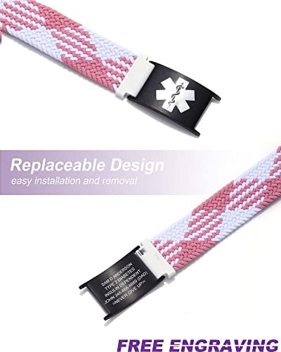 Personalized Sport Medical Alert Bracelets for Women Men - Custom Medical ID Bracelets with Free Engraving - Hook and Loop/Elastic/Stainless Steel/Silicone Watch Wristband Emergency Bracelet