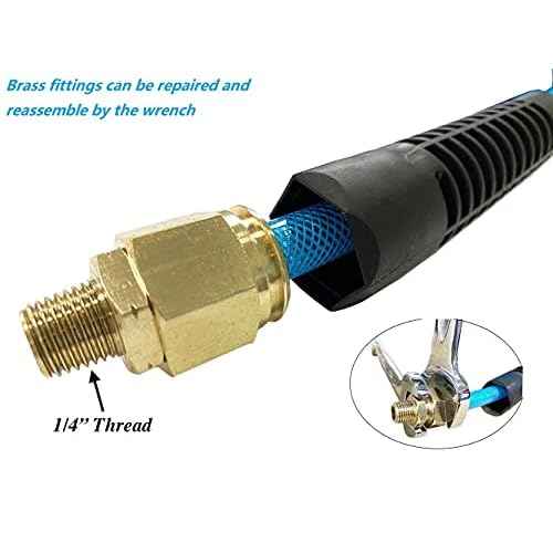 SANFU Polyurethane(PU) Reinforced 3/8¡±ID x 50ft Air Hose, Non-kinking with 3/8¡± Repaired Industrial Quick Coupler and Plug, Bend Restrictor, Transparent Blue(50¡¯)