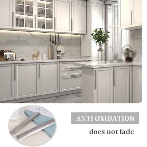 Satanga Edge Finger Tab Pull for cabinets Kitchen Concealed Drawer pulls Aluminum Flat Hidden Back Mount Door Handle for Home Pack of 10 Modern Brushed Nickel 11.81" Overall Length Easy Installation