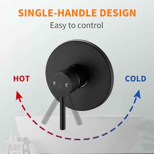 Black Tub Shower Faucet Set Complete with 6-Inch Rainfall Shower Head and Tub Spout Included Shower Valve Tub Shower Trim Kit Round Matte Black