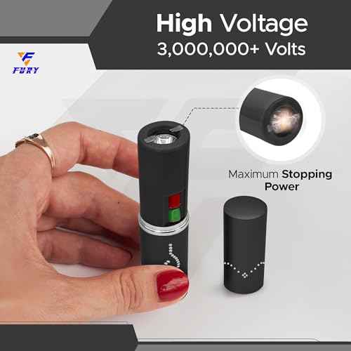 FuryUSA Lipstick Stun Gun - Womens Stun Gun, Metal Casing Self-Defense, Rechargeable Battery, Max Strength, 120 lumens, Built-in Flashlight, Stylish, Expert-Trusted