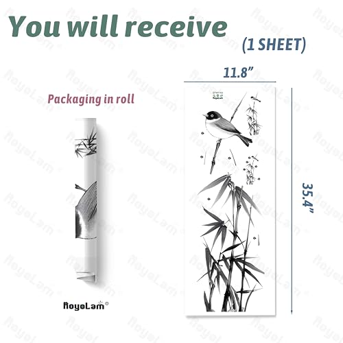 Chinese Ink Bamboo Wall Decals Removable Zen Painting Vinyl Stickers for Nursery Living Room and Bedroom Botanical Decor Peel and Stick Wall Art