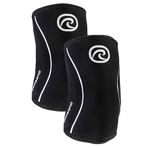Rehband Elbow 5mm Compression Sleeve, Neoprene Elbow Sleeves for Weightlifting, Anatomical Design, Non-Slip & Close Fitting, Elbow Support Unisex, Colour:Black - 1 Pair, Size:Large