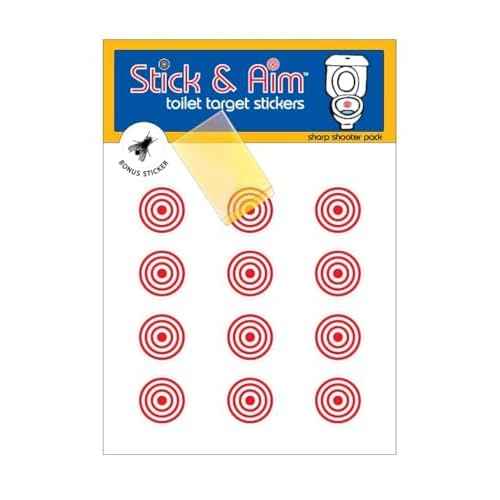 Bullseye Toilet Targets - Bulk Pack (13 Targets) with Applicator Tool, Sticks on Wet Surface, Ideal for Toilet Training Boys and Urinals