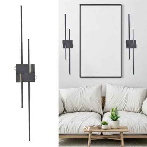Black Wall Sconces Modern LED Bathroom Vanity Linear Wall Lamp 3000K Warm Light for Living Room Indoor Wall Lighting for Bedroom Living Room Hallway Stairway