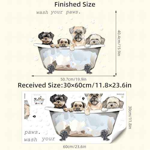 Cute Puppy Bubble Bath Wall Stickers, sacinora Dog Bathtub Pet Wall Decals Removable Vinyl Peel and Stick for Bathroom Nursery Bedroom Art Home Decorations