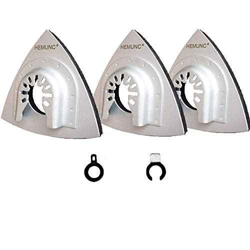 Oscillating Tool Sanding Pad£¬HEMUNC 3-1/8 Inch Triangle Sanding Pads 3PCS Fit Oscillating Multitools like Dewalt, Fein Multimaster, Bosch, Dremel, Makita, Milwaukee, Rockwell, Ryobi, Craftsman, Ridgid
