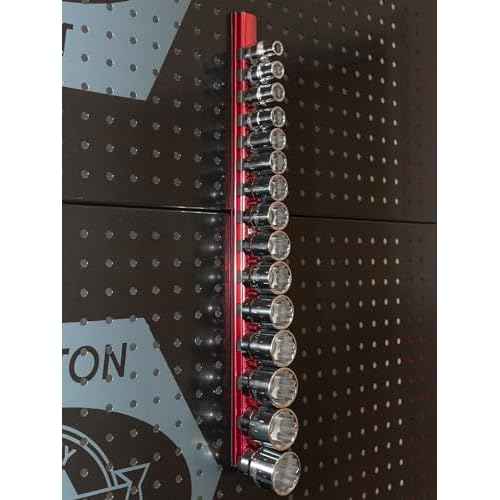 Proferred S49201 Magnetic Aluminum Socket Rail, 1/2" Drive, 19"