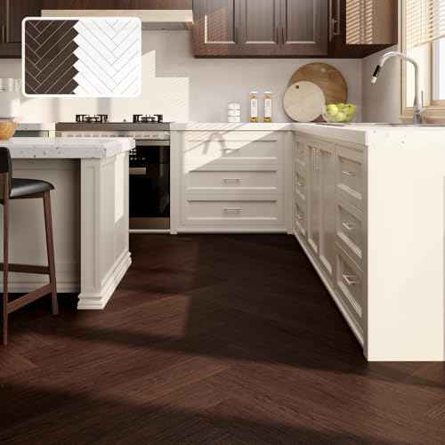 Peel and Stick Vinyl Floor Tiles Upgraded 0.07-Inch 36" x 6", 54 Sq. Ft. 36-Pack, Wood Look Waterproof Self-Adhesive Flooring Planks, DIY Flooring for Kitchen, Bathroom, Living Room, RV, Dark Brown