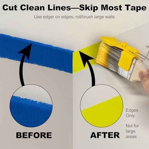 Paint Brush Set, 5-Piece Flat & Angled for Latex & Oil ? 1¡È Flat, 1¨ö¡È Angle, 2¡È Stubby Angle, 2¡È Flat, 2¨ö¡È Angle ? with Clip-On Paint Edger for Crisp Lines ? Walls, Trim, Cabinets, Doors, Fences