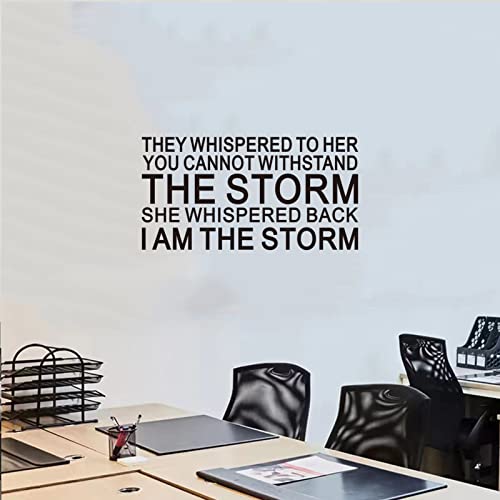 SEATUNE Inspirational Quotes Wall Stickers - Women Teen Girls Wall Decals - Positive Motivational Encouragement Home Vinyl Art Wall Decor - They Whispered to Her You Cannot Withstand The Storm 21"X11"