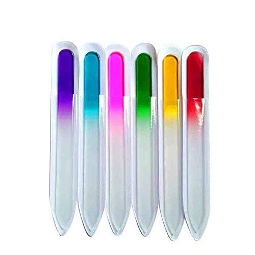 Premium Crystal Glass Nail Files Manicure Set, Professional Double Sided Pedicure Files - Best Glass Nail Files for Natural Nails - Mix Color - 5 Pieces