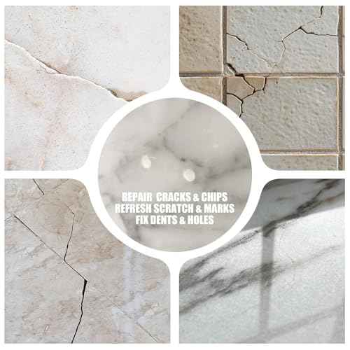 Tile Repair Kit - Porcelain Repair Kit for Repairing Scratches, Chips, Dents, Hole on Bathtub and Shower Tray, Ceramic Repair Filler for Acrylic, Fiberglass, Perfect Restoration of Marble Countertop