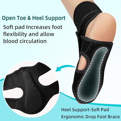 AFO Foot Drop Brace for Walking, Plantar Fasciitis Night Splint, Ankle Foot Orthosis, Drop Foot Brace w/Arch Support Relief Pain for TBI, ALS, MS, Stroke, Fracture, Spinal Cord Injury Left