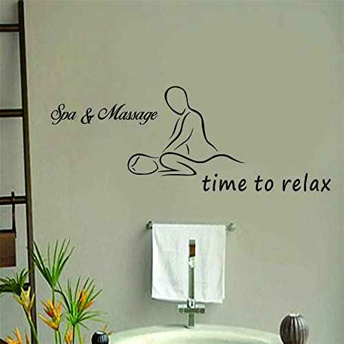 Time to Relax Wall Decal ? PVC Removable Vinyl Sticker for Spa, Massage Room, Sauna, Therapy Space, or Wellness Center ? Calming Word Art Decor ? Size: 36"x14" (Black-JWH329~Spa&Massage)