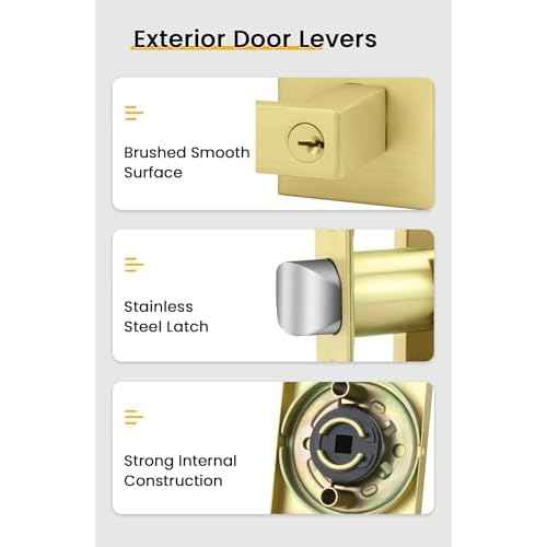 goldenwarm Exterior Door Lock Set Gold Front Door Lock Set, Heavy Duty Zinc-alloyed Front Door Handle and Deadbolt Set (1 Pack)